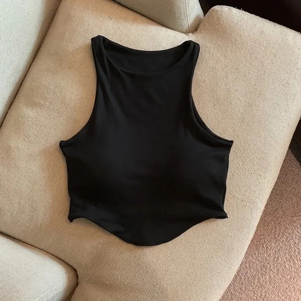 Solid Color Sleeveless Vest For Women Featuring Medium Elasticity And Regular Fit For Summer Beach Yoga And Cycling Wear