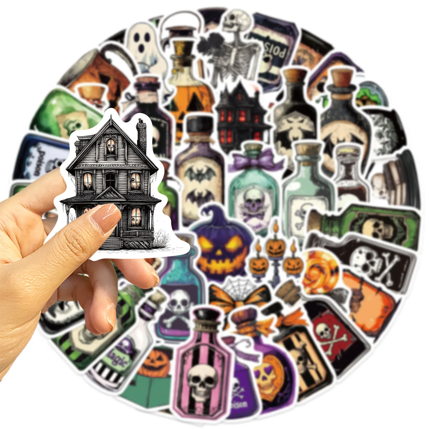 52 Uds. Poción mágica de Halloween pegatinas de grafiti de dibujos animados teléfono guitarra portátil maleta taza pegatina impermeable juguetes para niños - imagen 3