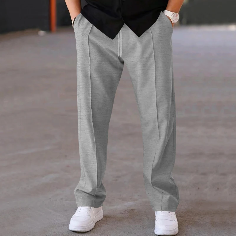 Men's casual sports pants side buttons loose version of elastic belt holiday trend hot selling nine-minute pants