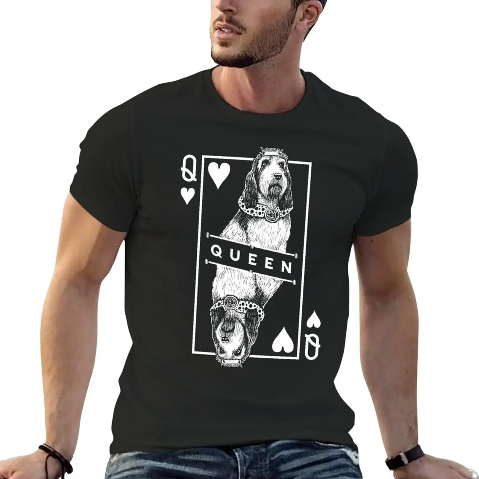 Grand Basset Griffon Vendeen Queen Of Hearts GBGV Dog Lover T-Shirt for a boy cheap stuff customizeds clothing for men