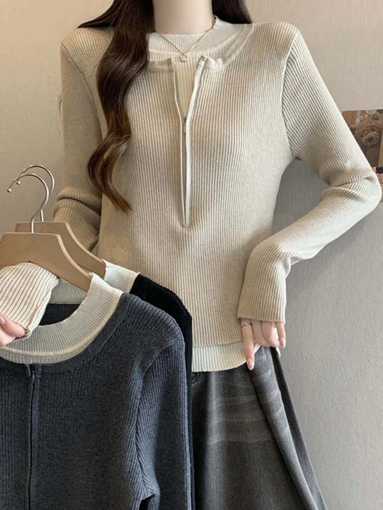 

Casual round Ne Long Sve Knitted Sweater Women's Spring Faion Slim Fit Inner irt Base Top Versatile Spring 2026