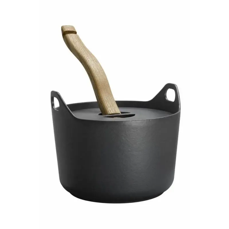Northern Europe Finland, raw wood handle enamel enamel cast iron saucepan stew soup pot