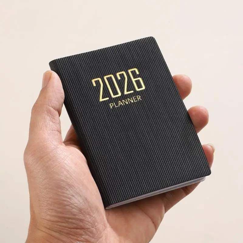 مواصفات A7 2026 كتاب مخطط باللغة الإنجليزية، كتاب جدول يومي صغير محمول للجيب، 60 ورقة، 120 صفحة تقويم أسبوعي رقيق