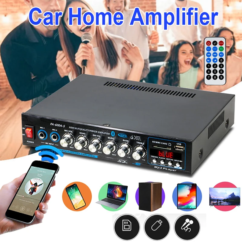 

Автомобильные усилители мощности 5.0-канальные с Bluetooth, объемным звуком, FM, USB, пультом ДУ, мини HIFI, цифровым стерео, 220В/110В