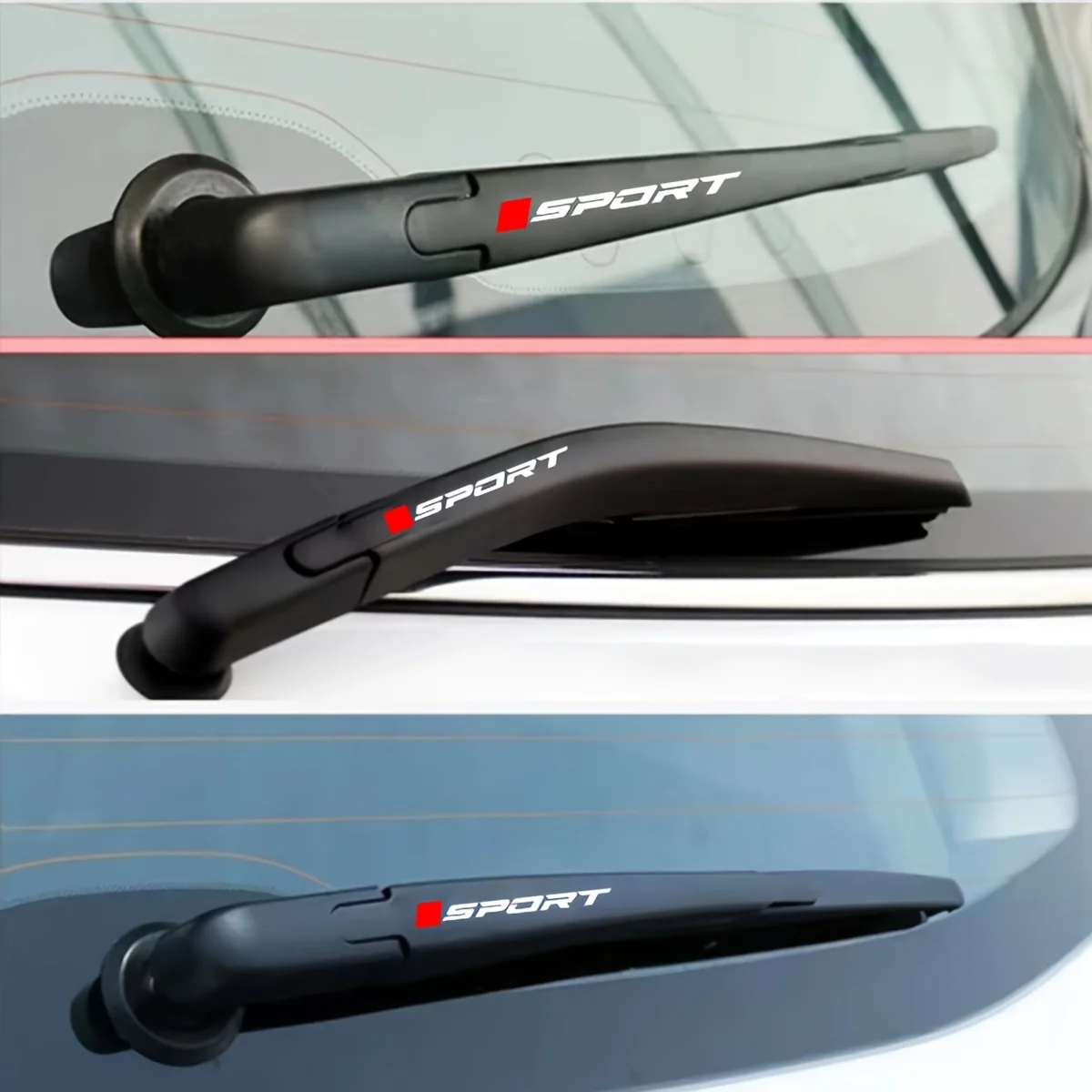 

2 шт./компл., наклейка на стеклоочиститель автомобиля «СПОРТ», белая и красная самоклеящаяся водонепроницаемая съемная наклейка для декора автомобиля, аксессуар