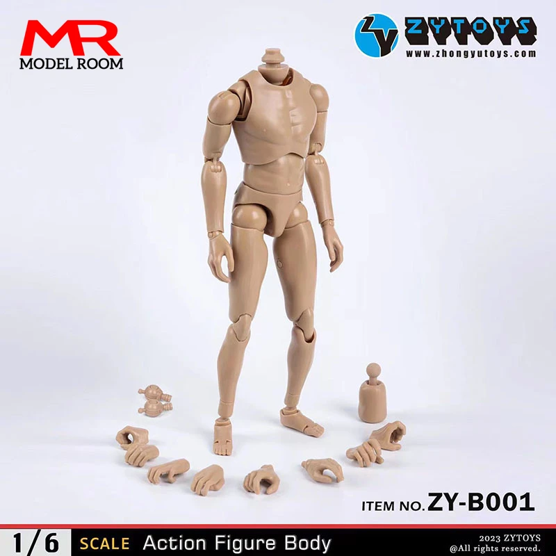 ZYTOYS ZY-B001 B002 B003 B004 1/6 Male Wheat Black Joint Body 25.5cm Male Soldier Narrow Wide Shoulder Flexible Action Figure