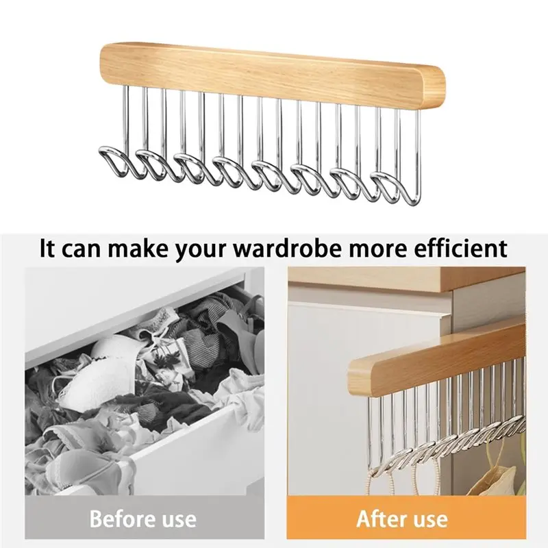 A50U 2-Pack Pull-Out For Belt Hanger With 8 Hooks, 12-Inch Closet Valet Rod For Wardrobe Pole, Tie Hanger Included