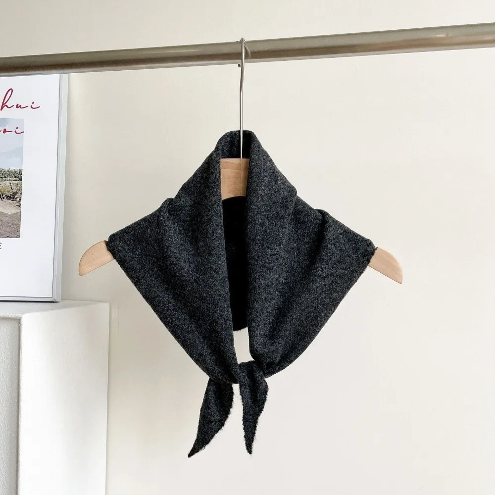 

Новый однотонный вязаный треугольный шарф, мягкий ветрозащитный платок из искусственной шерсти, многофункциональный шейный платок для женщин