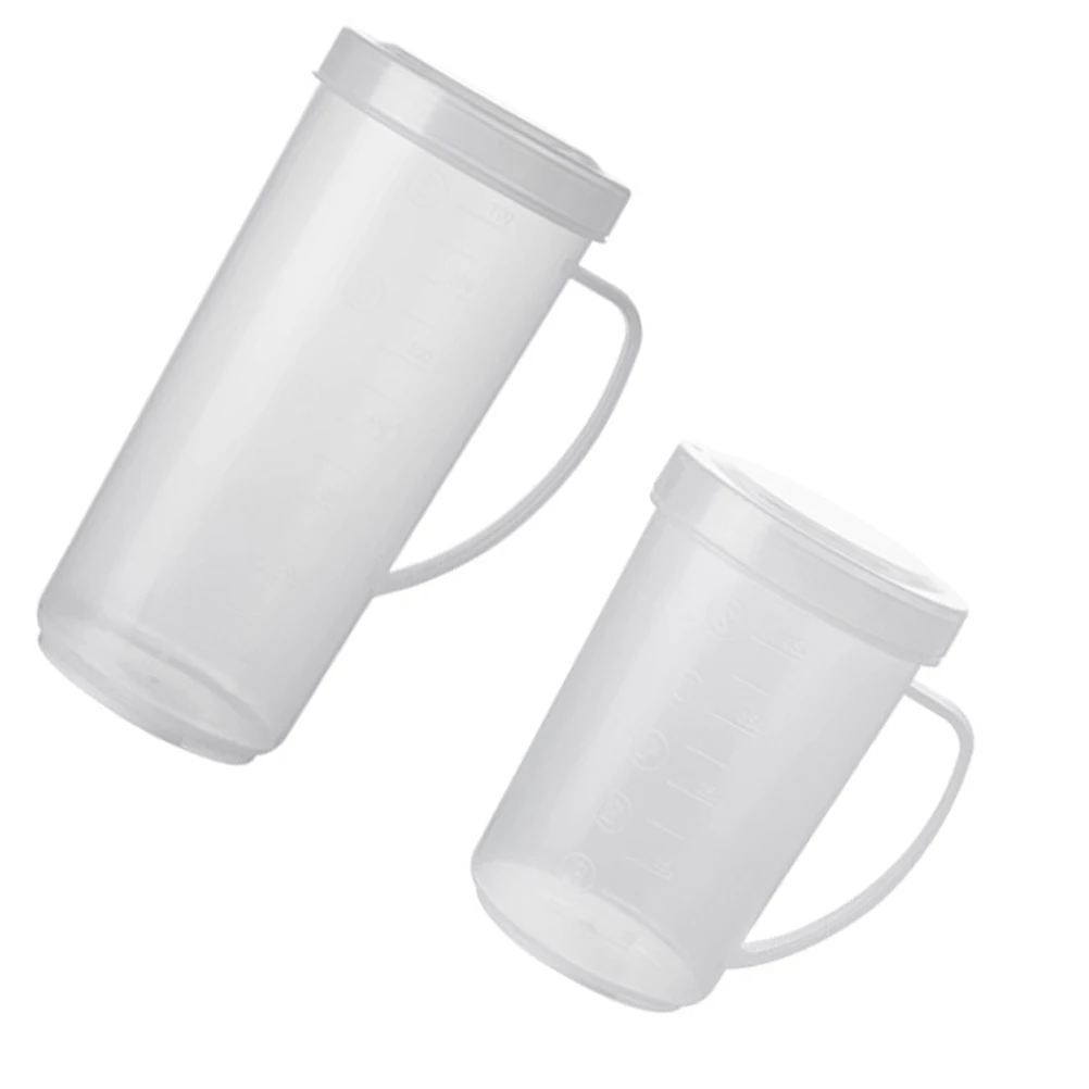 

2pcs Plastic Measuring Cups Jug Scale Easy to for Parties Milk Juices Coffee Banquets Gifts