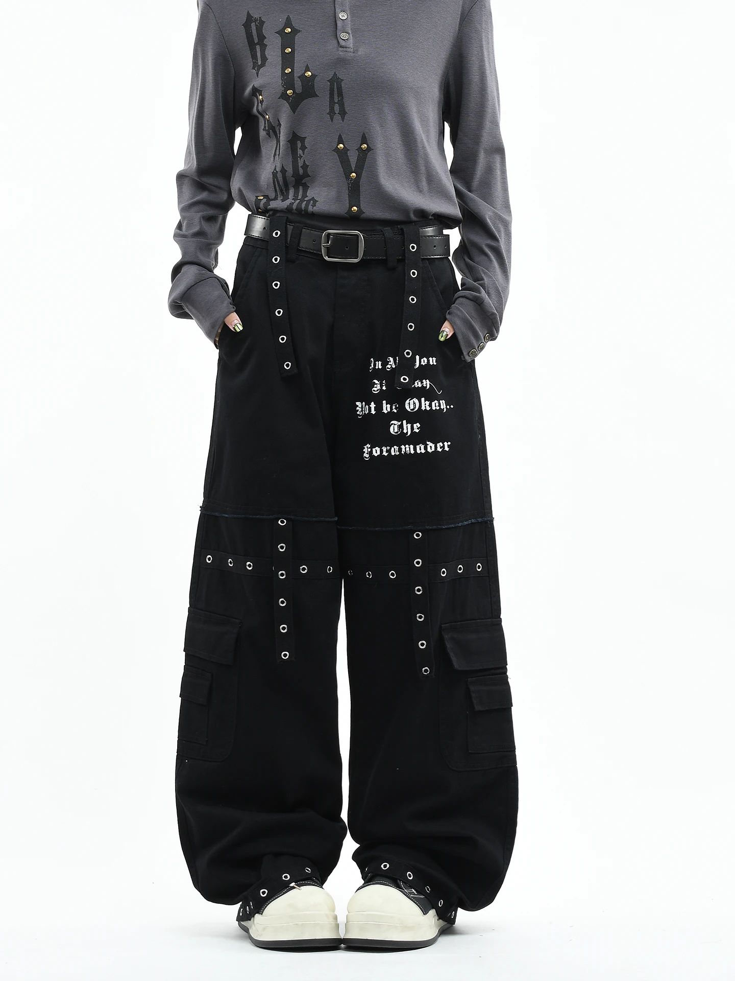 

Оригинальные американские рабочие брюки OV в стиле панк с множеством карманов, свободные, прямого кроя, повседневные, для мужчин и женщин, длина в пол