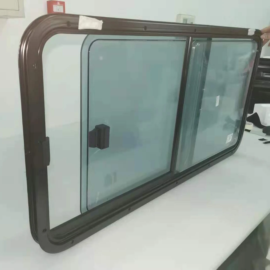 

Double glaze acrylic window with pleated blind and fly screen caravan new strong side sliding rv window