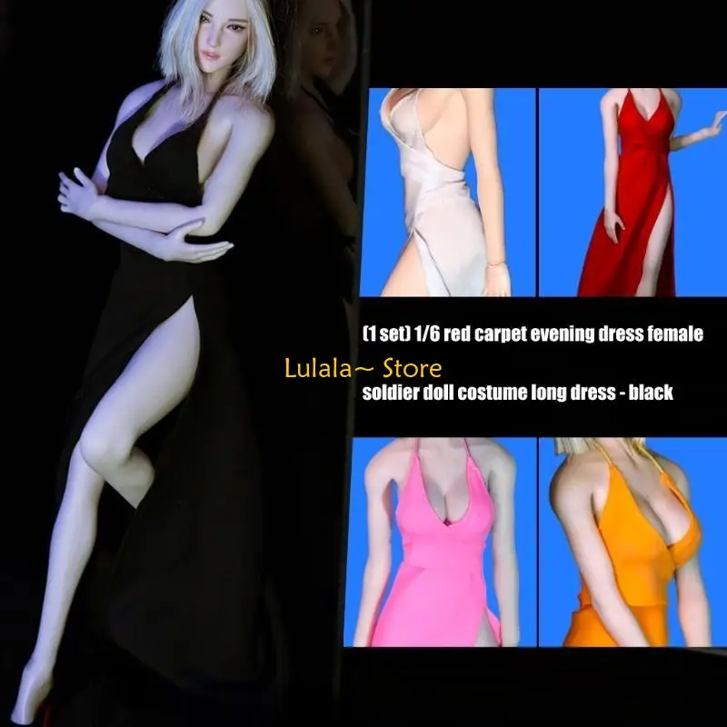 

Y4QA Long Evening Dress 1/6 Scale Female Soldier Doll Clothing Photoshooting Accessories for Figure Doll Display Decoration