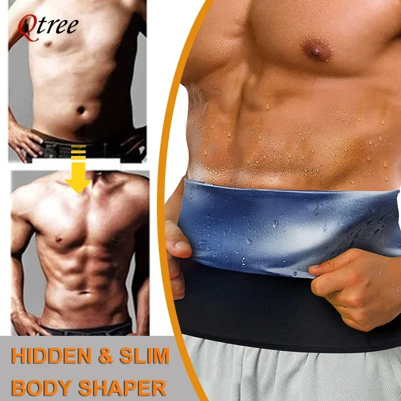 Qtree Mannen Afslankende Body Shaper Sauna Zweetriem Tailletrainer Korsetten Buikband Sport Gordelbanden Maag Wraps Vetverbrander