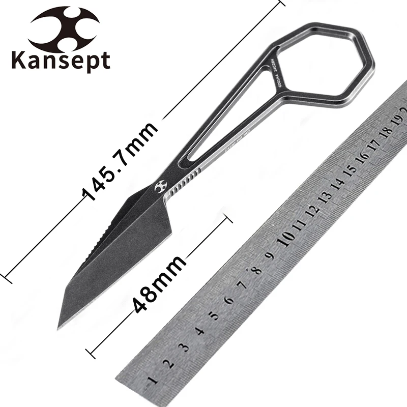 

Kansept Neck Knife G001A4 Hex Black TiCn Coated Blade 14C28N Handle Pocket Knife Camping Hunting Survival Knife