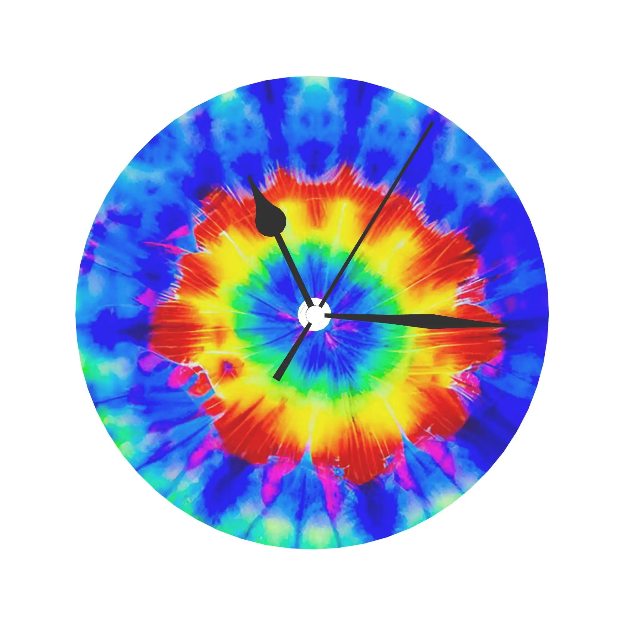 Tie Dye Spiral Rainbow Wall Clock Room Decoration Silent Round Clock for Bedroom Living Kitchen Home