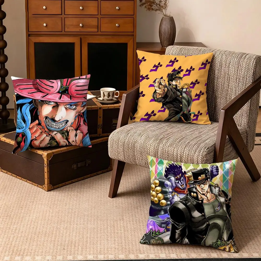 Anime-JoJo's Bizarre AdventureS Cushion Cover Soft Velvet Cushion Cover Set 4Pcs 50x50 45x45 Zipper Pillowcase for Home Decor