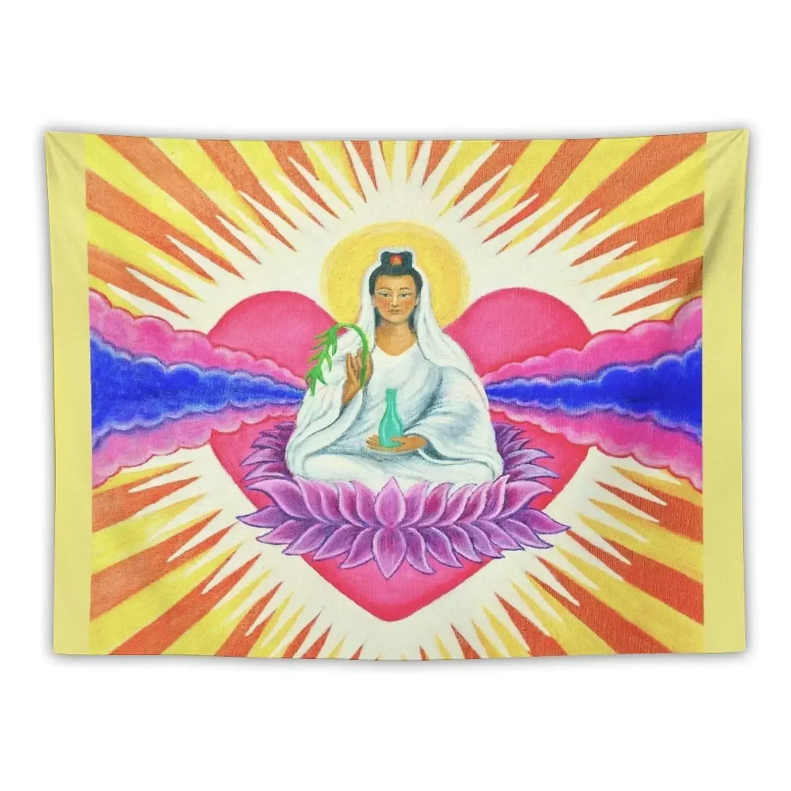 Kwan Yin, Goddess of Compassion, Divine Feminine Principle Tapestry Home Decorations Aesthetic Tapestry