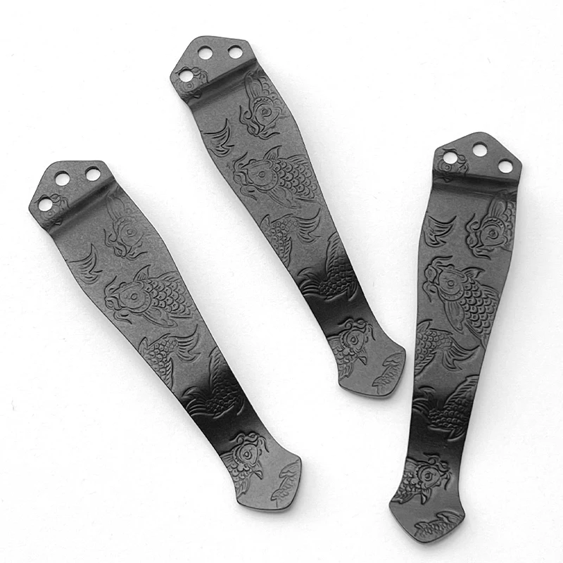 鯉デザインチタン合金 CQC ポケットナイフクリップ TC4 ZT バッククリップチタン合金 CNC ナイフバッククリップ