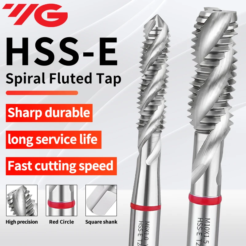 Korea YG T2809 Red Ring Spiral Fluted Tap M1.4 M1.6 M2M2.5 M3 M4 M5 M6 M8M10M12 Machine Thread Taps For Aluminum Stainless Steel