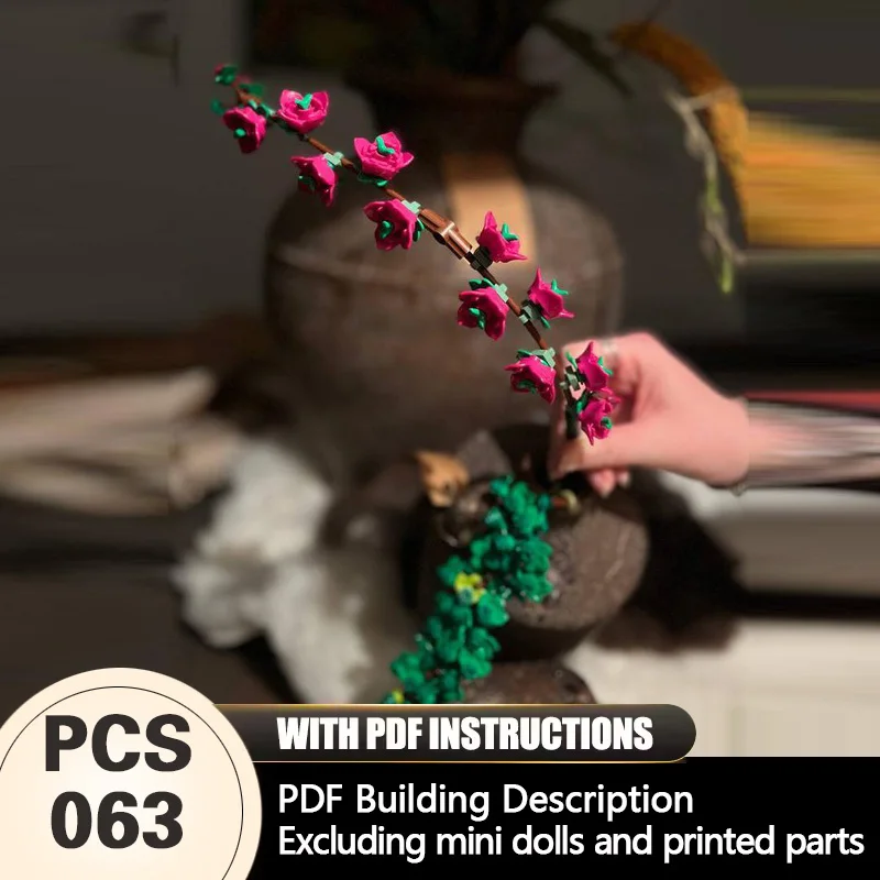 

Creators Animal Series Model MOC Building Bricks Cherry Blossom Branch Modular Technology Gifts Holiday Assemble Children Toys