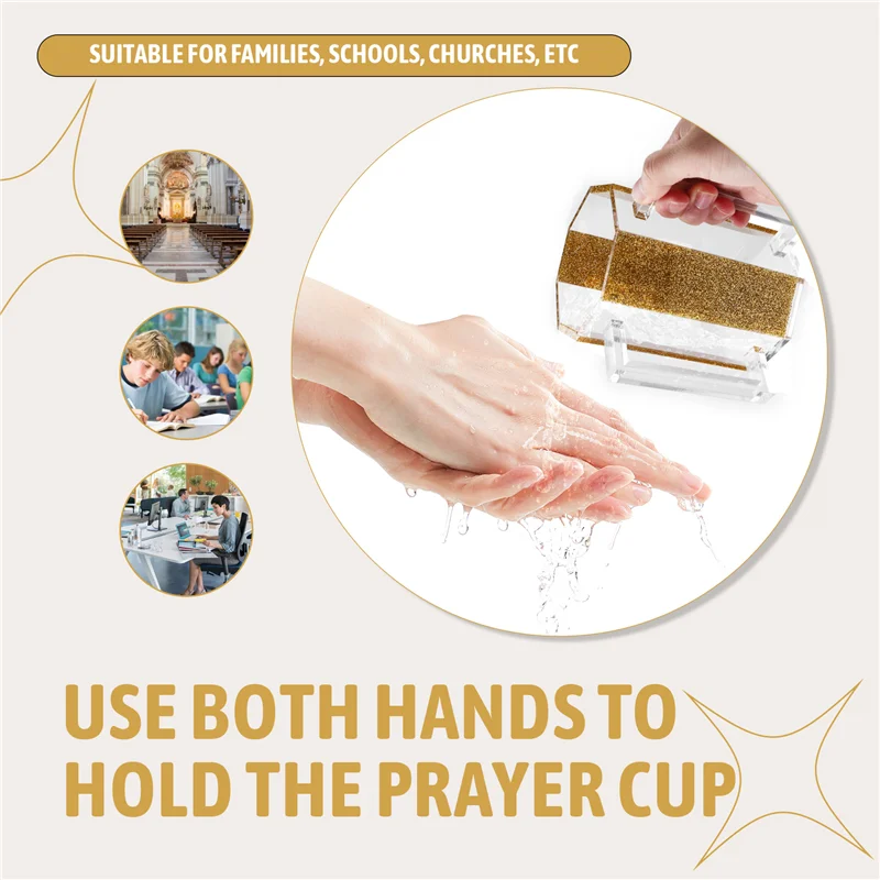 ABQR Hand Washing Cup Acrylic Polygon Washing Cup Hand Wash Cup With Two Acrylic Handles For Jewish Prayer Wash Cup Handles