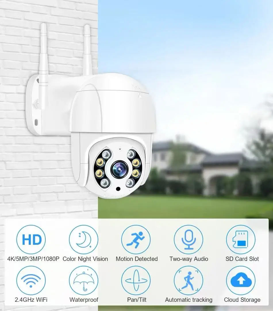 kuohao 4MP Speed Dome Auto Tracking PTZ Camera Smart Home Outdoor Wireless WIFI Camera Surveillance Monitor