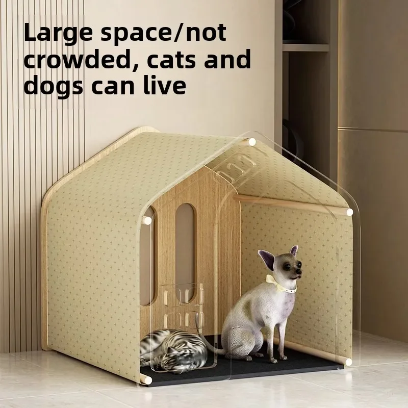 

Solid wood pet cat kennel universal all seasons Teddy Pomeranian corgi small and medium dog kennel house villa cage nest