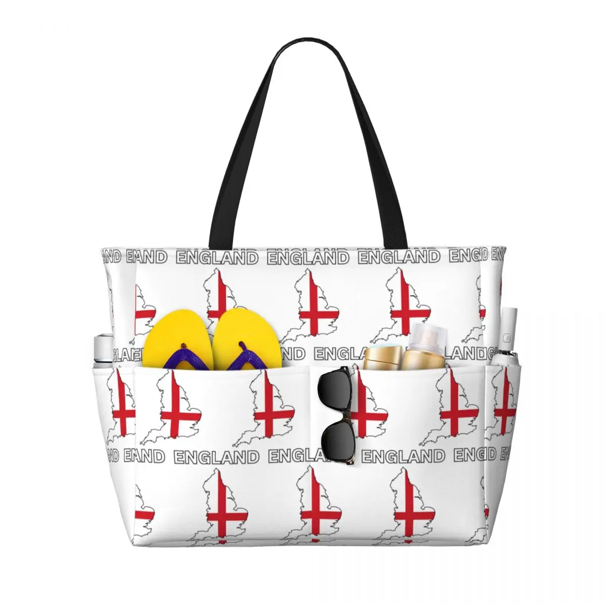 England Flag Map Design Beach Tote Bag Sport Gym Yoga Duffle Large Tote Bag Women Travel Bag Fitness bag