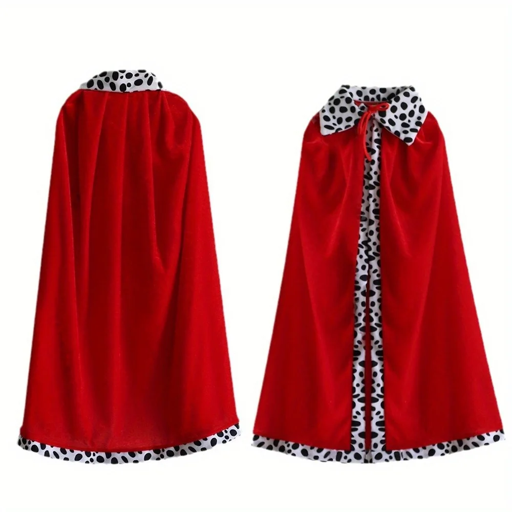 مجموعة إكسسوارات لعب الأدوار باللون الأحمر للهالوين للبالغين، رداء الملك، عباءة مخملية لحفلات أعياد الميلاد