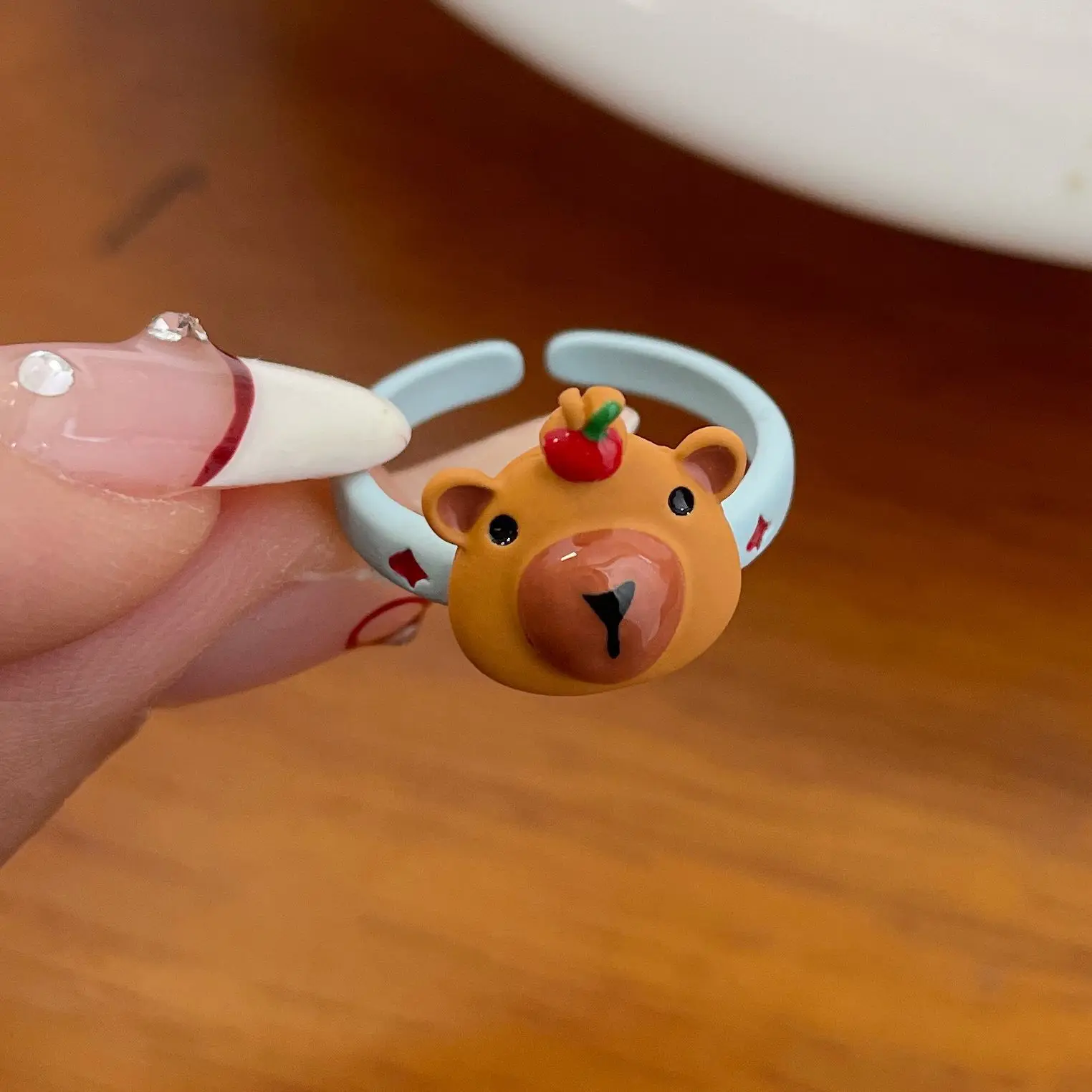 Kiss Jewelry New Ugly Cartoon Monster Finger Rings for Women Girls Kids Opening Cute Funny Animal Cat Ring Jewelry Party Gift