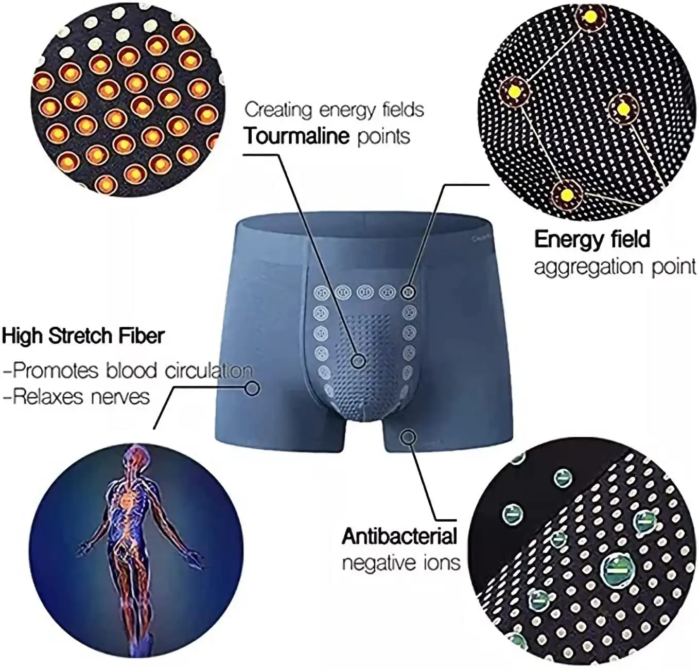 남성용 에너지 필드 테라피 속옷, 남성 성장 강화, 지연 및 슬리밍, 오래 지속되는 속옷