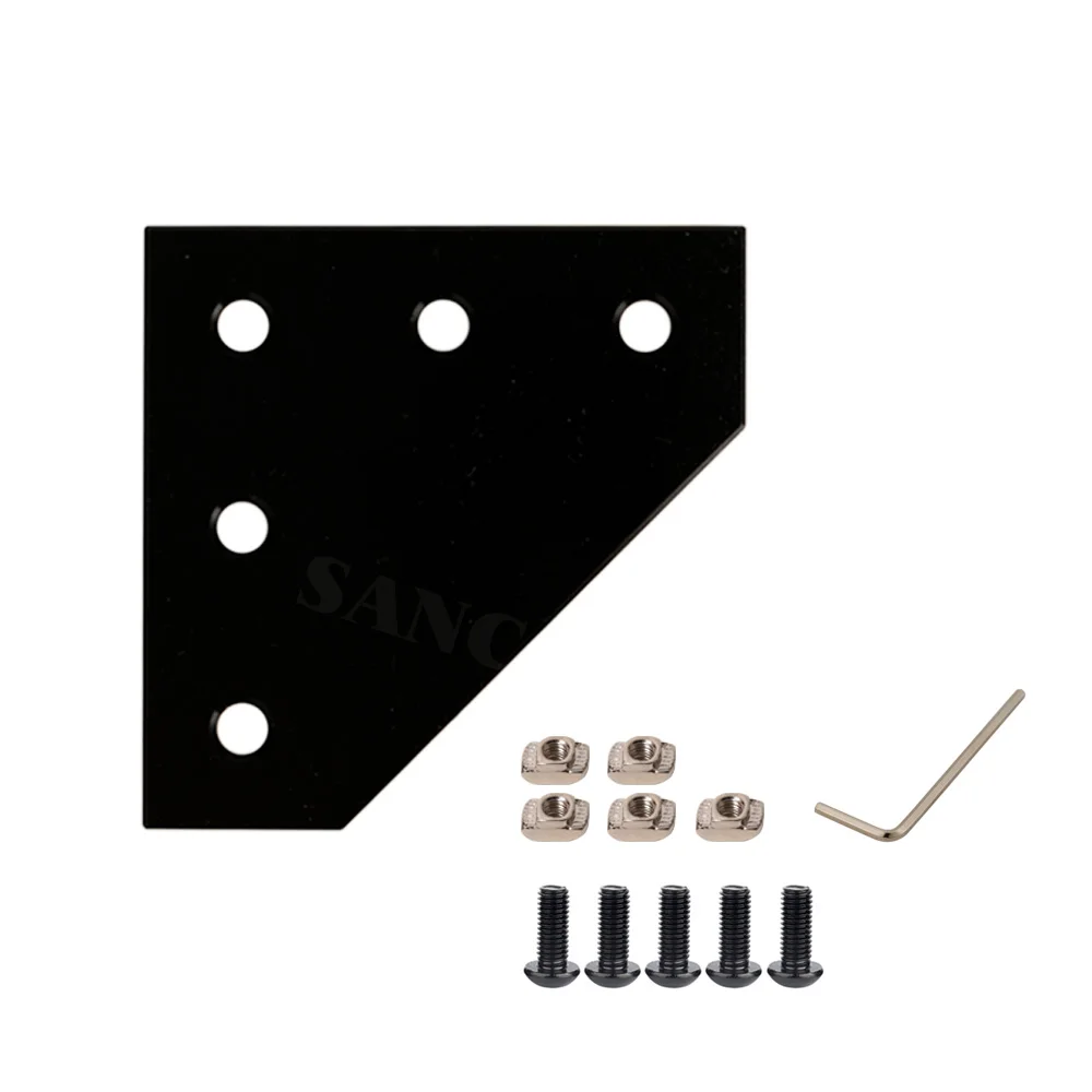 2020 3030 4040 Series Black Silver 90 Degree L Shape Outside Joining Plate Kits with T Nuts and Round Head Hex Screws