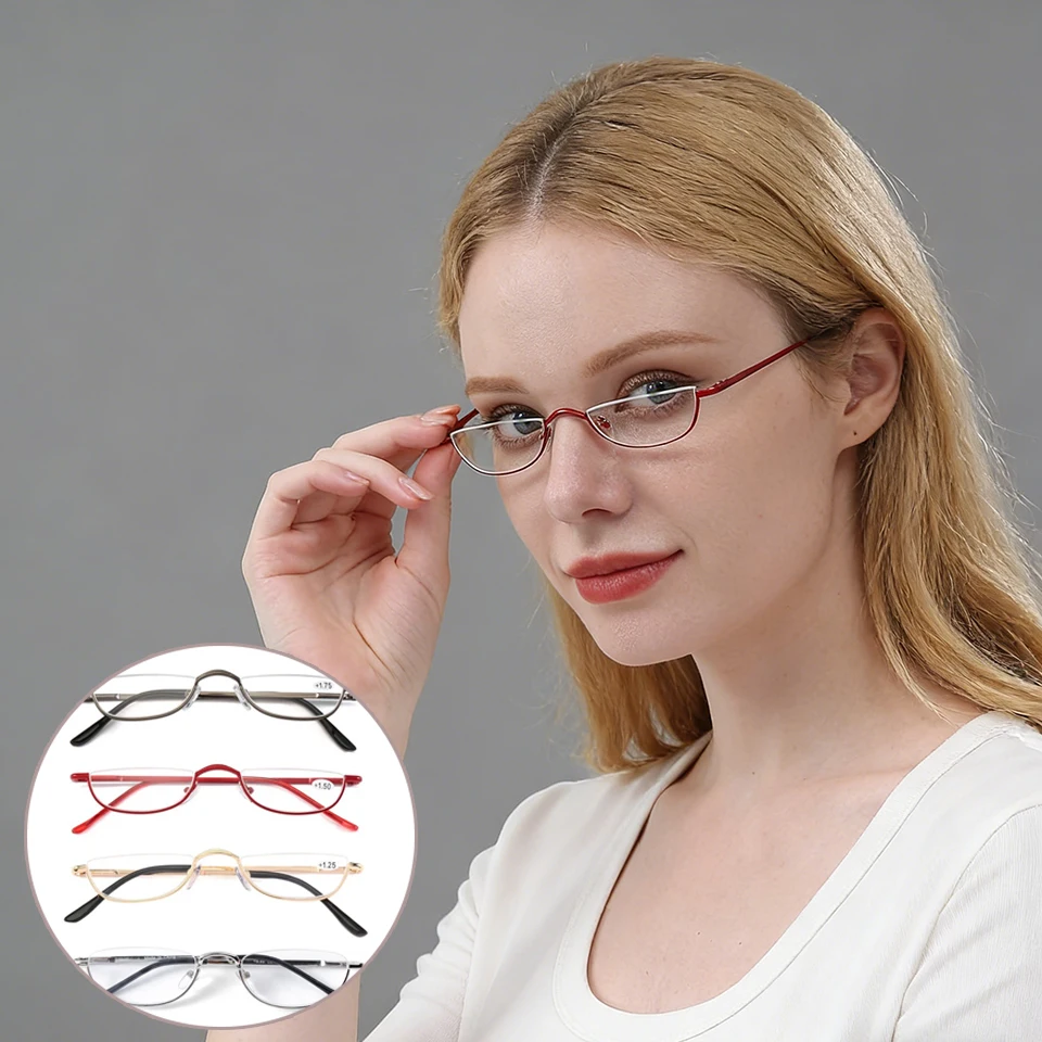 BEGREAT Ultralight Clear Presbyopic Glasses Half Rim Metal Reading Glasses Style Gift Parents Frame anteojos  anteojos oculos