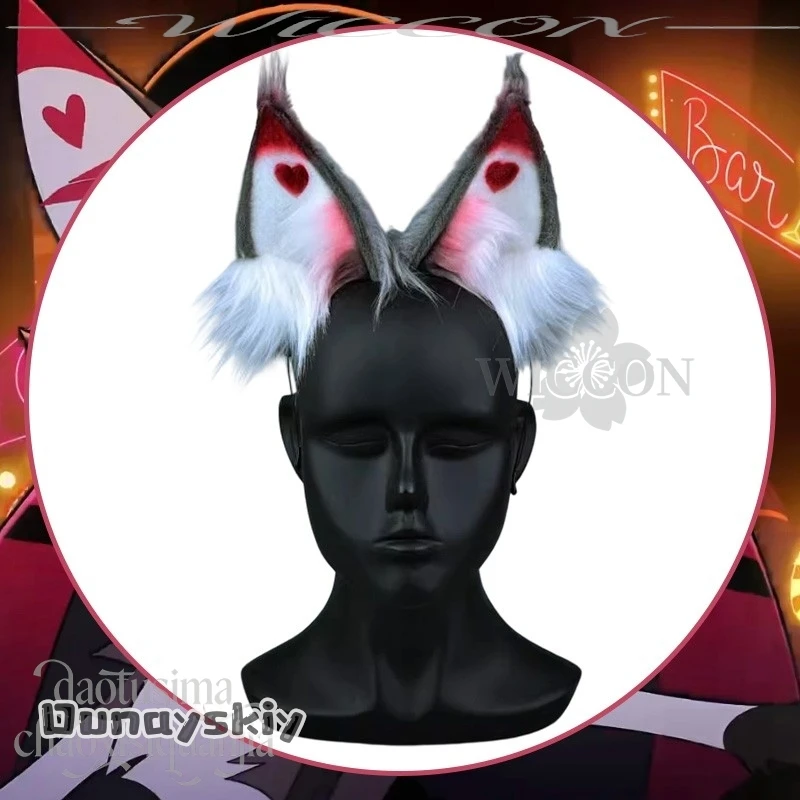 BHemera S @ أنيمي فندق هاسبين تأثيري هاسك Kawaii فروي القط أغطية الرأس الدعائم هالوين شيطان على عقال اكسسوارات Furrsuit الشعر #3