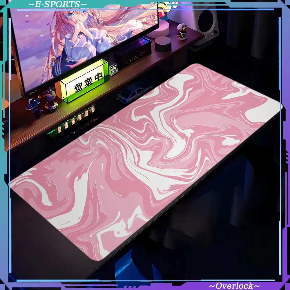 Strata Liquid Large MousePad Cute Desktop Accessory Gaming Keyboard Pad Thickened Rubber Desk mat Pink Art Lock Edge Mouse Pad