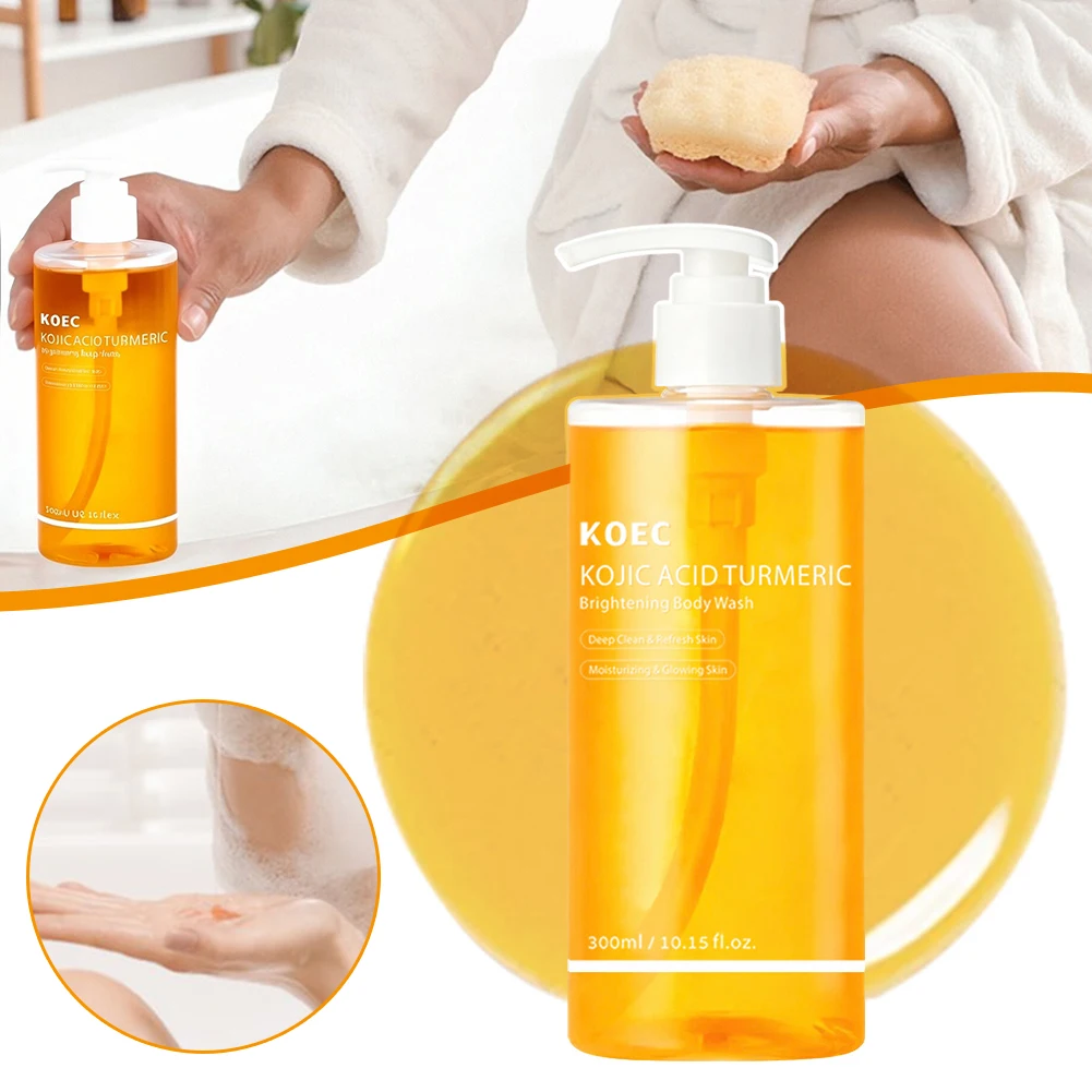 

300g Kojic Acid Turmeric Body Wash Removing Oil Moisturizing Cleansing and Smooth Skin Shower Gel for body Facial Cleanser