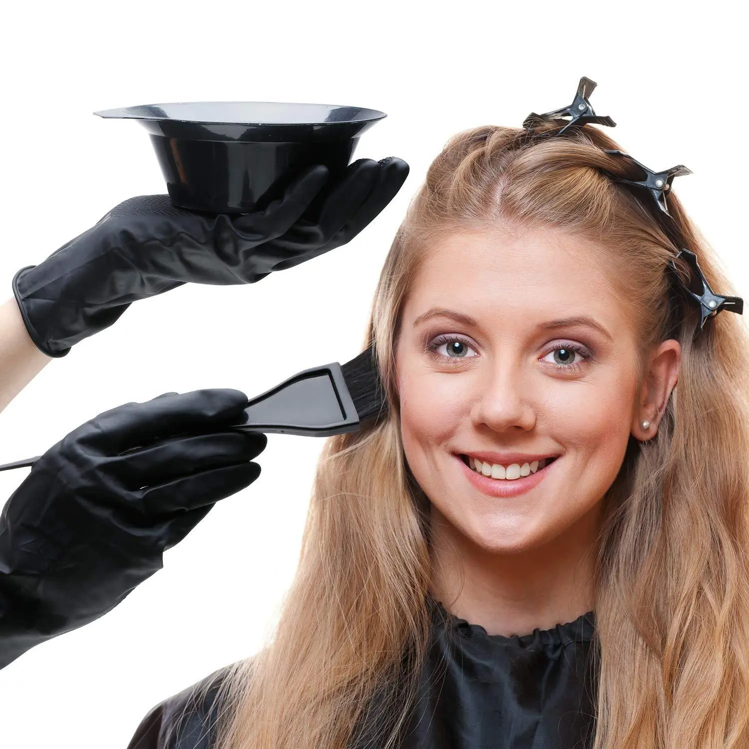 A73U Hair Dye Coloring Kit, Bowl, Brush, Ear Cover, Gloves For DIY Salon Hair Coloring Bleaching Hair Dryers Hair Dye Tools