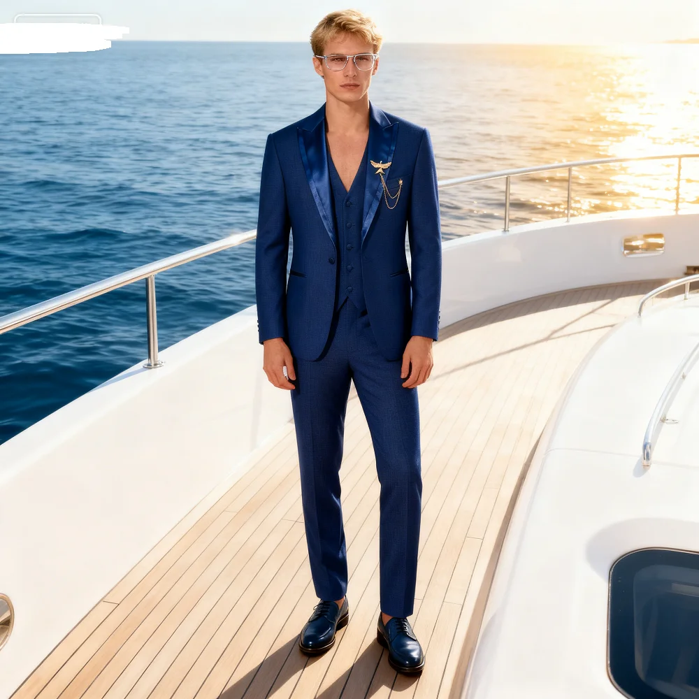 

Men's Black 3-Piece Suit Slim Fit Elegant Formal Casual Ensemble Jacket Vest Pants Business Wedding Dance - Complete Outfit Set