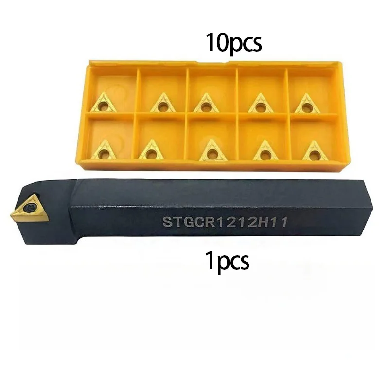 STFCR1212F11 Tool Holder + TCMT110204 Carbide Inserts CNC Lathe Cutter Set for External Turning Semi-Finishing Steel & Stainless