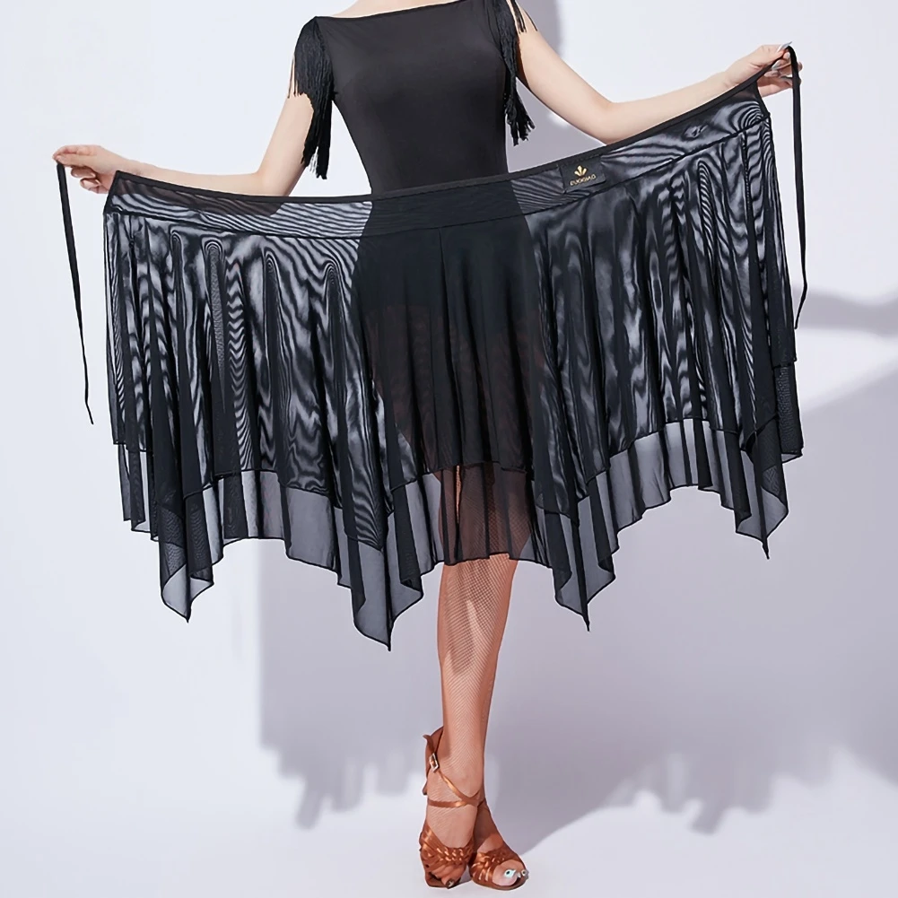 New Latin Dance Red Competition Clothing Black Dance Clothing Women's Butt Scarf Purple Irregular Lace Skirt Samba