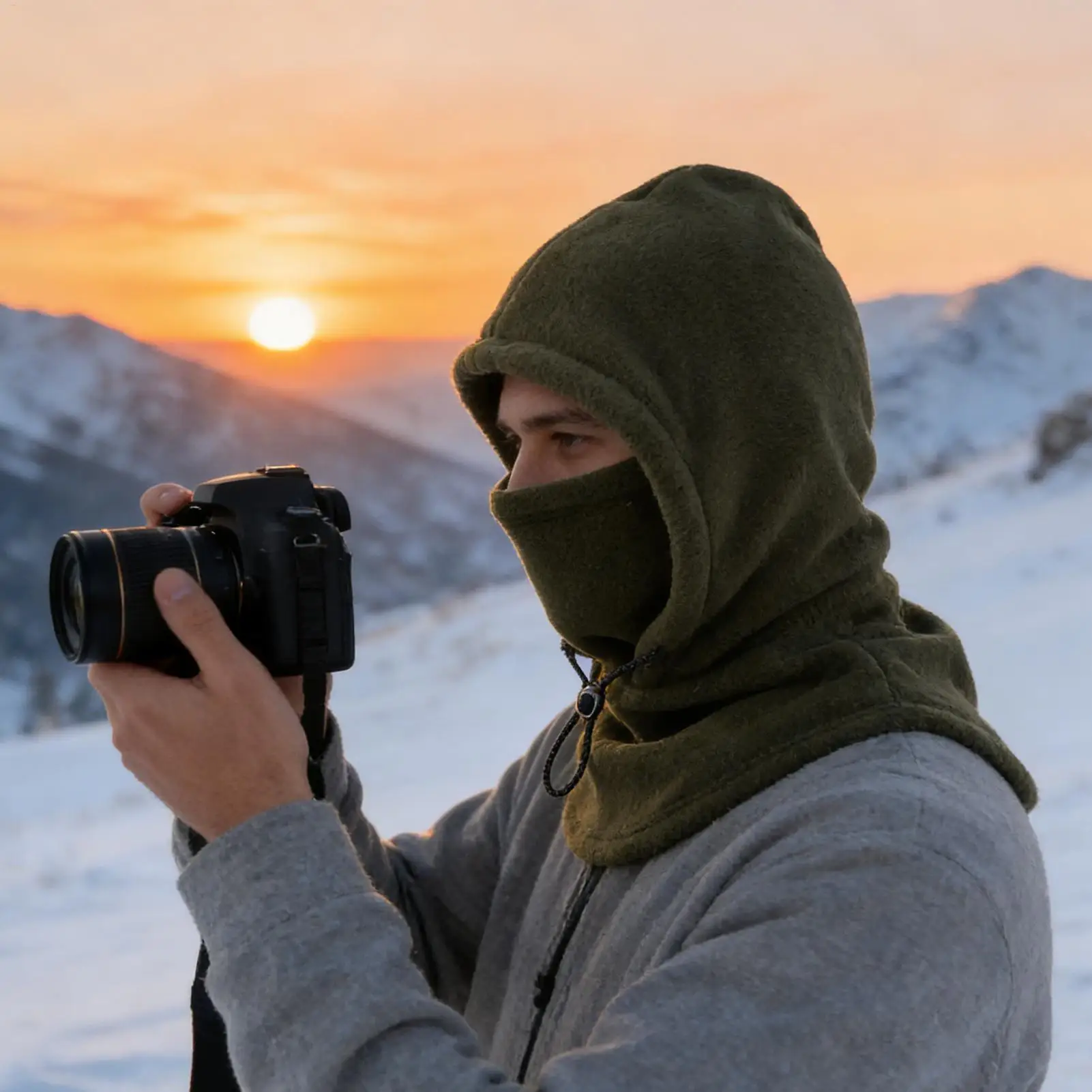 

Hood Face Cover Windproof Breathable Adjustable Drawstring Warmer Winter Face Hood For Cold Weather Cycling Outdoor Work Hiking