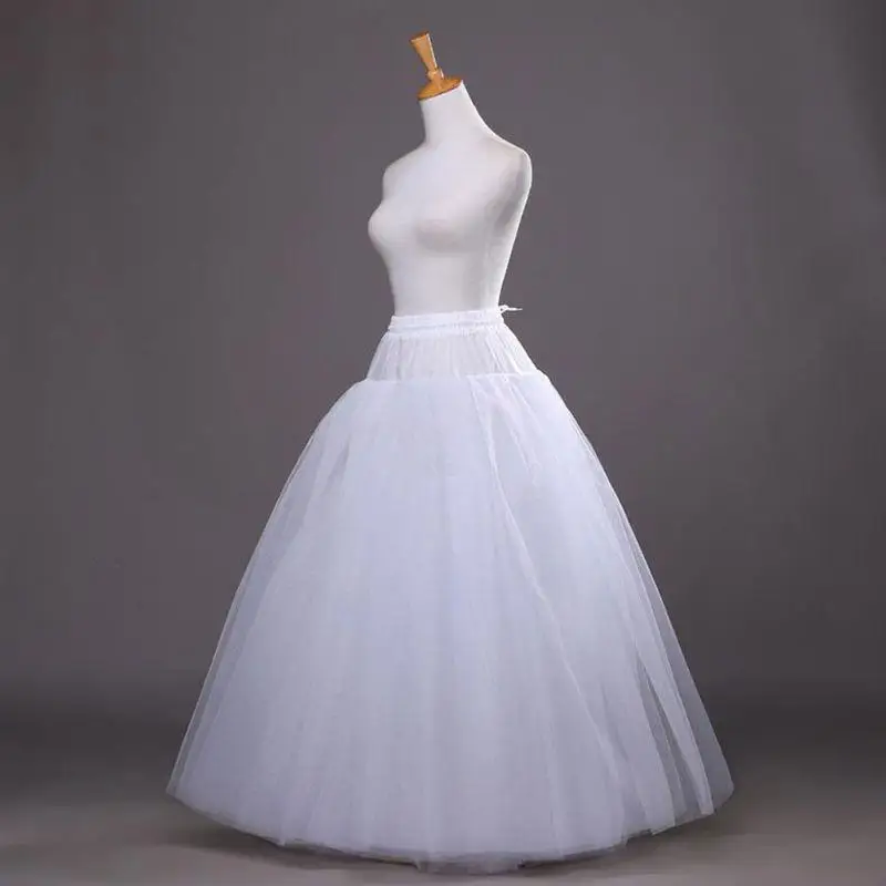 White 4-layers No Hoop Petticoat Wedding Dress Crinoline Bridal Ball Gown Underskirt Ladies Lined Skirt Party Dress Role-playing