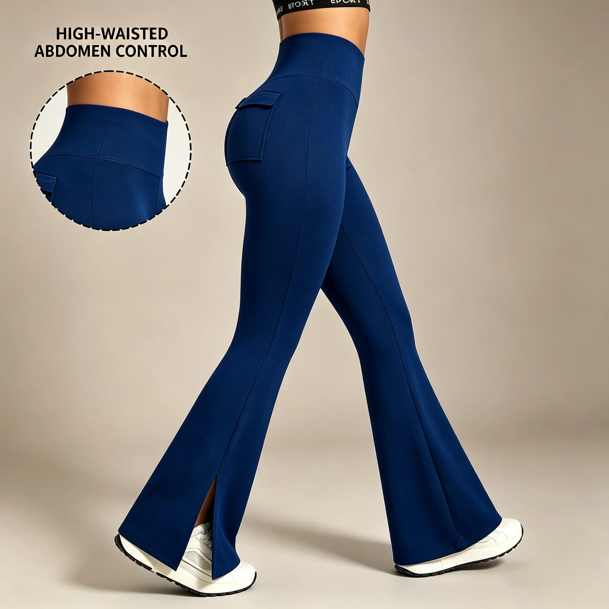 Women's Slim Fit Yoga Pants High Waist Booty Lifting Flare Leggings with Pockets, Wide Leg Sport Pants for Running Outdoor Sport