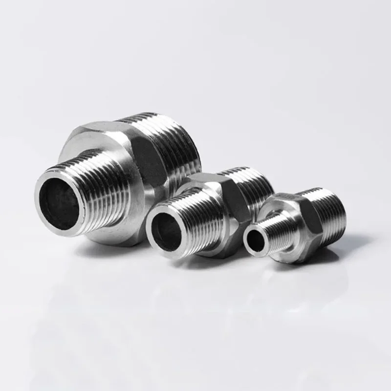 1/8 "1/4" 3/8 "1/2" 3/4 "1" 1-1/4 "1-1/2" filettatura maschio BSP 304 raccordo per tubi in acciaio inossidabile riduttore adattatore connettore capezzolo esagonale