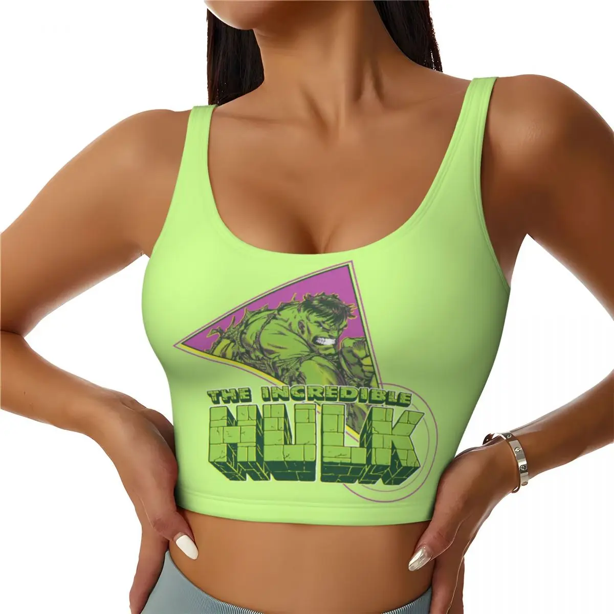 

Custom The Incredible Hulk Workout Crop Tank Tops for Women Seamless Cartoon Yoga Running Sports Bras