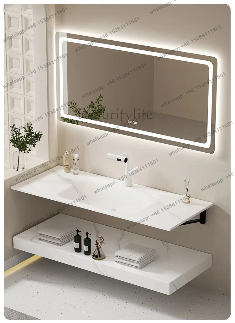 Rock Board Heat-Bending Integrated Wash Basin Countertop Seamless Wash Basin Wash Basin Home Improvement Bathroom Countertop