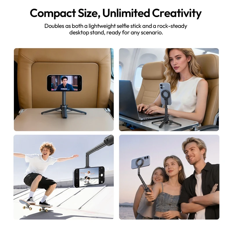 Ulanzi MT71 2w1 Magnetyczny Mini Selfie Stick Statyw Biurkowy do Iphone 17 16 15 Pro Max Android 180 °   Regulowany do vlogowania — zdjęcie produktu 5