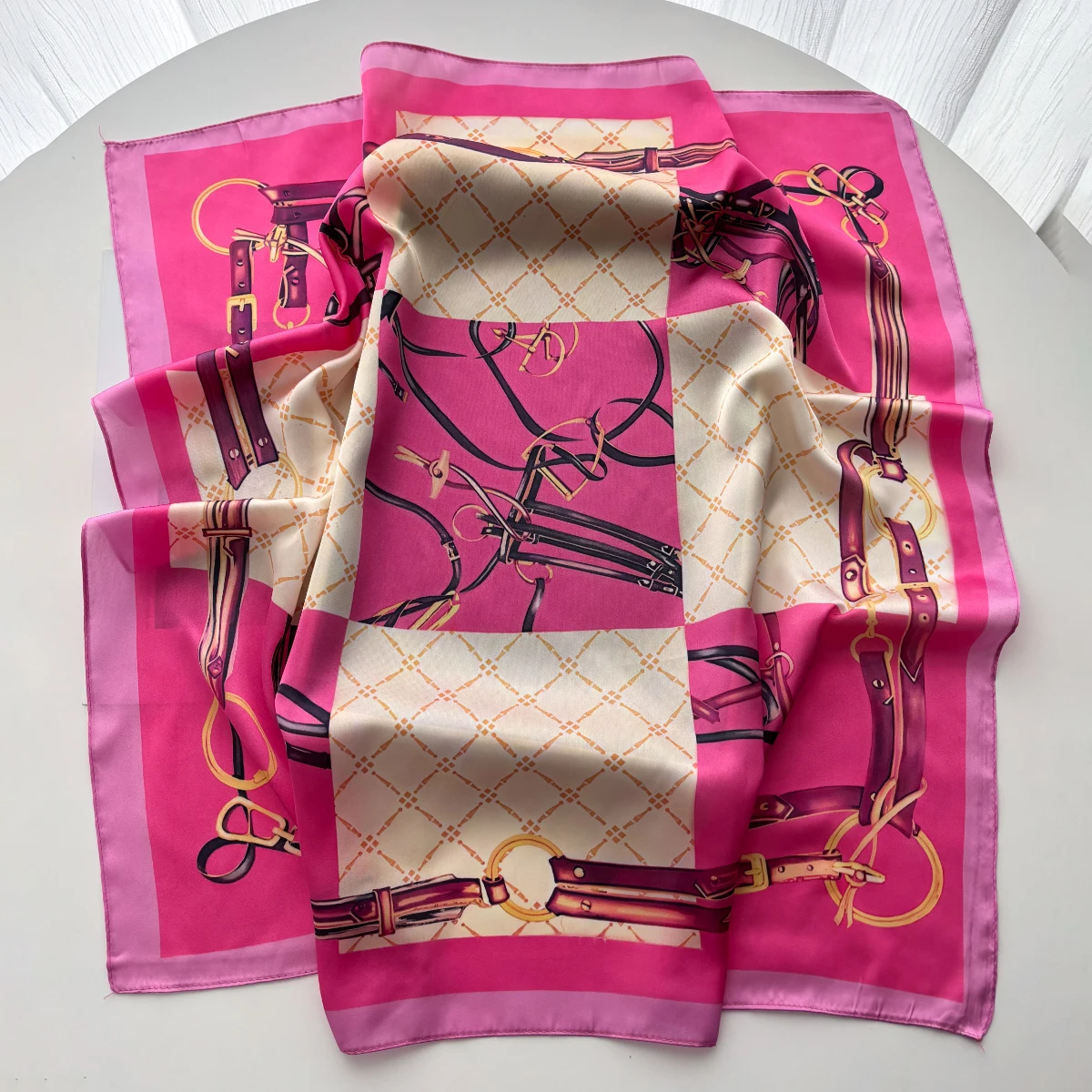 Summer Women Silk Scarf Imitat - Ascot Neck Scarf 评论和价格
