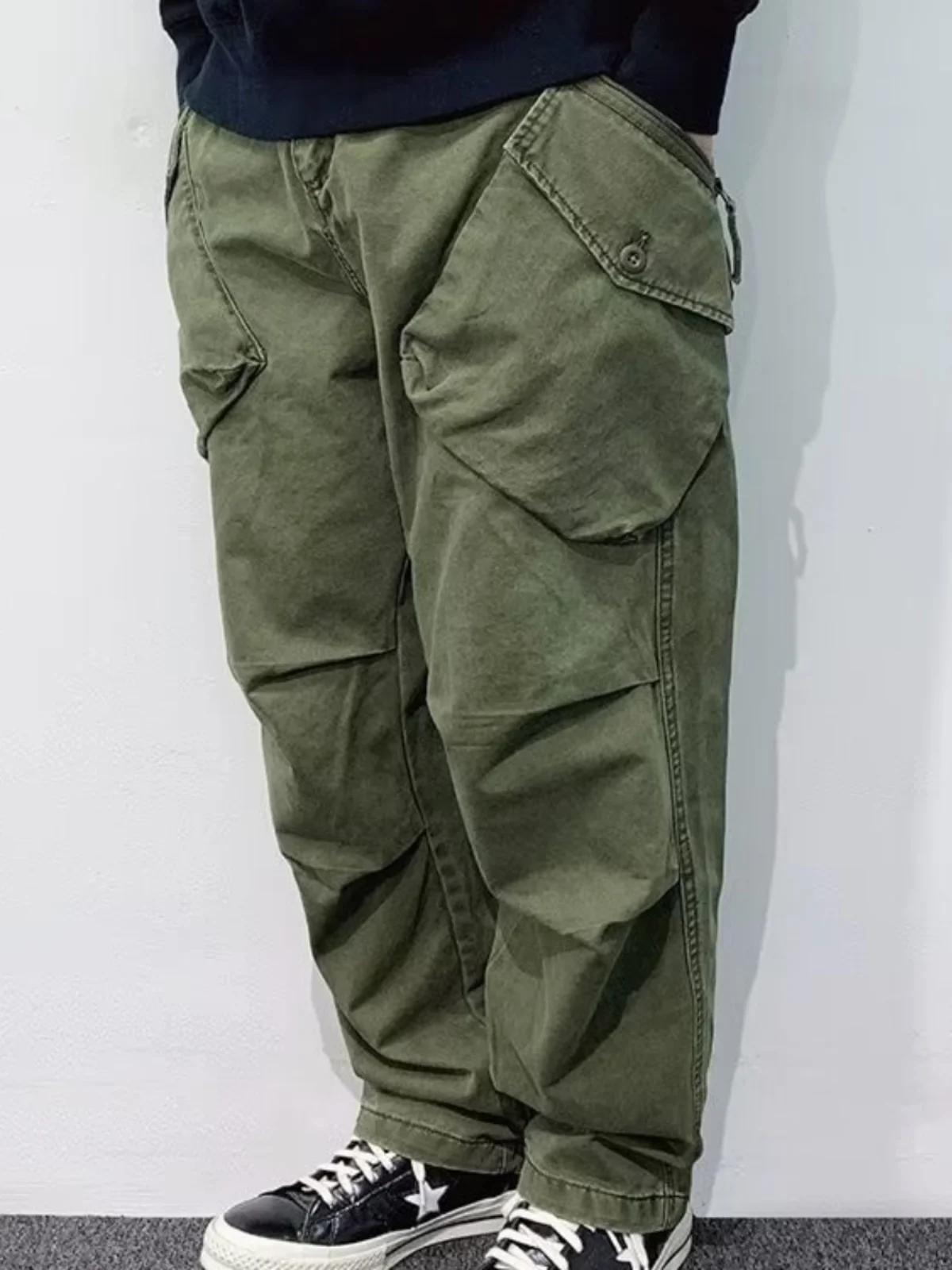 Washed American Style Men's Casual Pants Retro Japanese Design Multi-Pocket Workwear Long Trousers Autumn Winter Loose Fit
