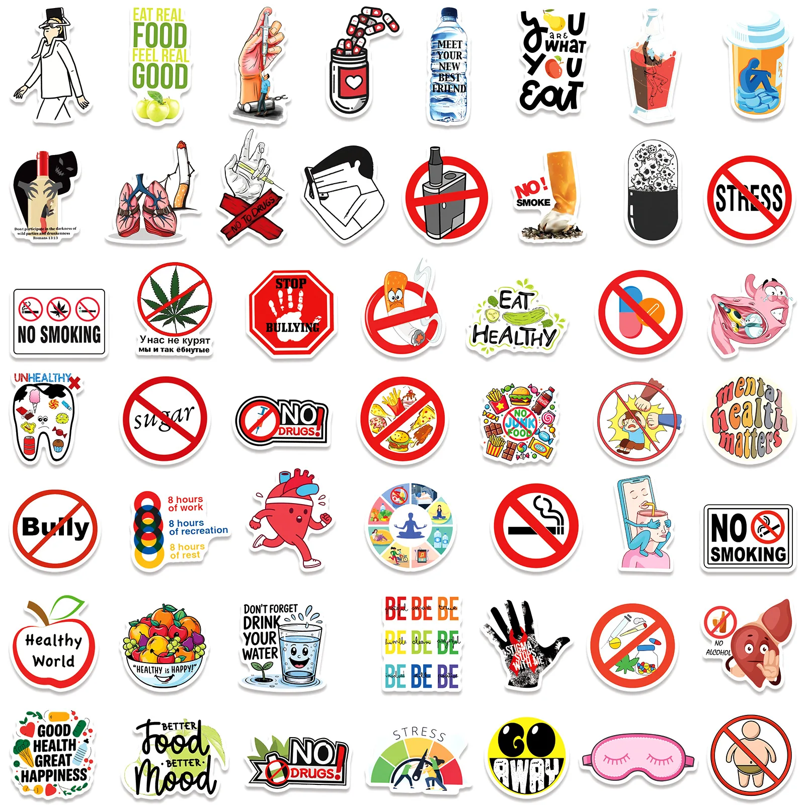 50PCS Kreative Schützen Gesundheit Hinweis Wasserdicht Cartoon Aufkleber Dekoration DIY Notebook Mobile Gitarre Wasser Tasse Koffer Graffiti